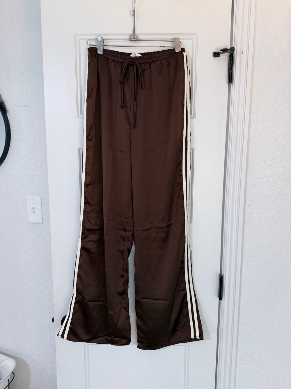 Sienna Sky Brown Sweatpants with White Side Stripes